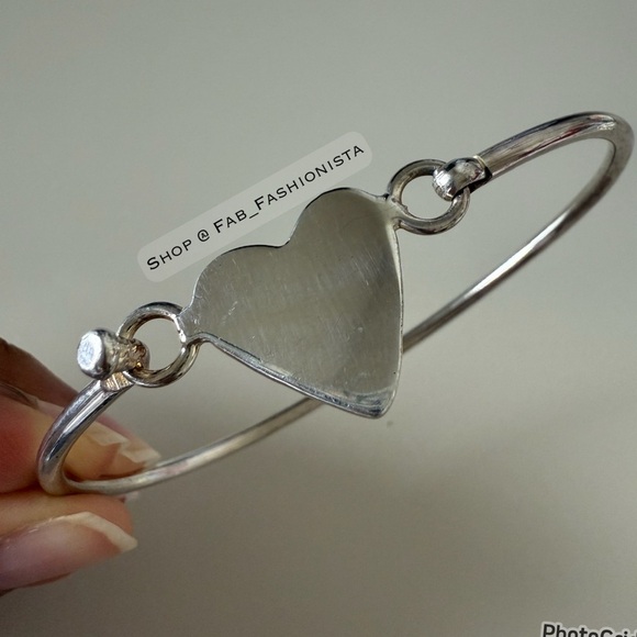 Sterling Silver Heart Bangle Bracelet - Picture 7 of 10